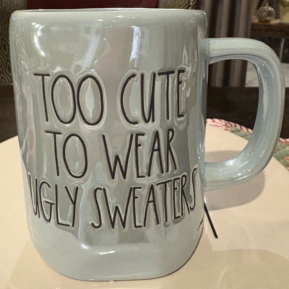 Rae Dunn Light Blue Mug - Too Cute to Wear Ugly Sweaters